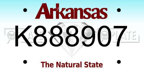 K888907 Arkansas License Plate