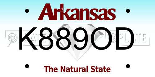 K889OD Arkansas License Plate