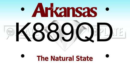 K889QD Arkansas License Plate
