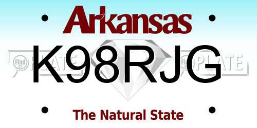 K98RJG Arkansas License Plate
