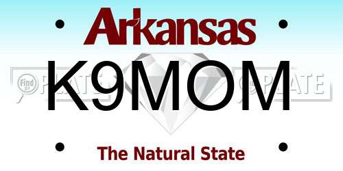 K9MOM Arkansas License Plate
