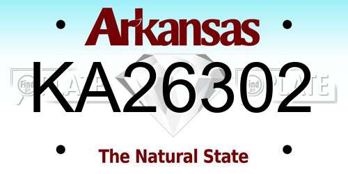 KA26302 Arkansas License Plate