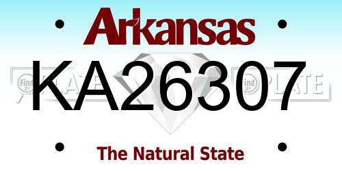 KA26307 Arkansas License Plate