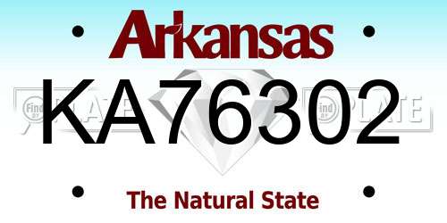KA76302 Arkansas License Plate