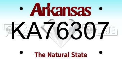 KA76307 Arkansas License Plate