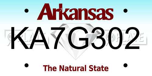 KA7G302 Arkansas License Plate