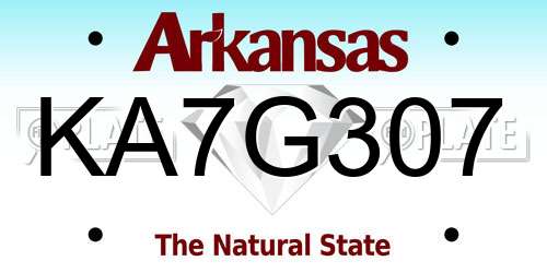 KA7G307 Arkansas License Plate