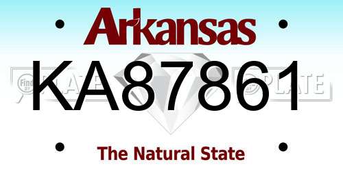 KA87861 Arkansas License Plate