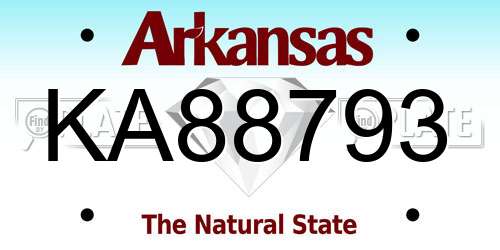 KA88793 Arkansas License Plate