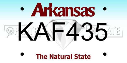KAF435 Arkansas License Plate