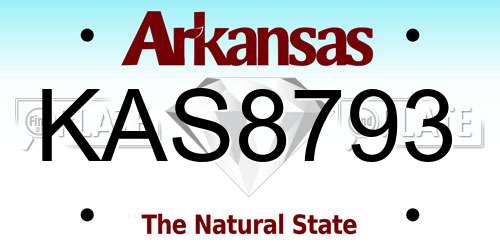 KAS8793 Arkansas License Plate