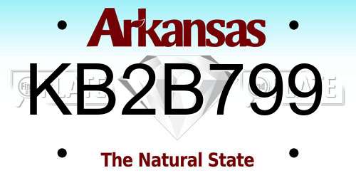 KB2B799 Arkansas License Plate