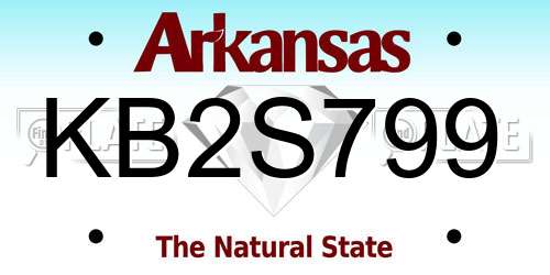 KB2S799 Arkansas License Plate