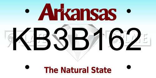 KB3B162 Arkansas License Plate