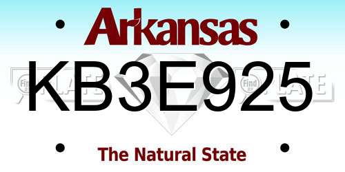 KB3E925 Arkansas License Plate