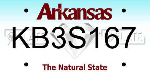KB3S167 Arkansas License Plate