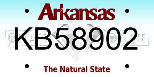 KB58902 Arkansas License Plate