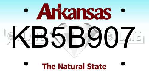 KB5B907 Arkansas License Plate