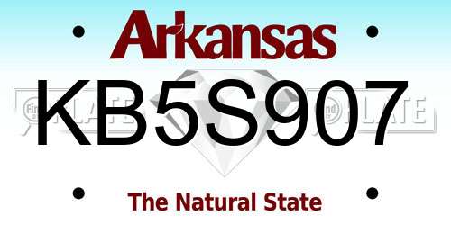 KB5S907 Arkansas License Plate