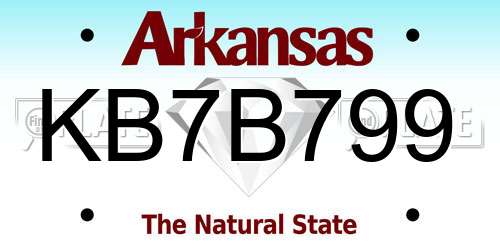KB7B799 Arkansas License Plate
