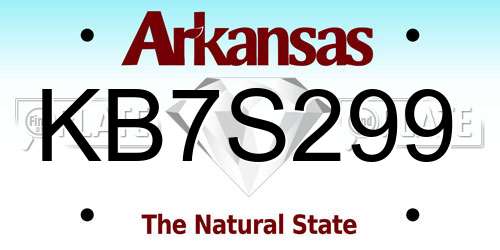 KB7S299 Arkansas License Plate