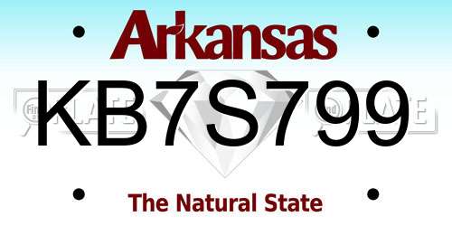 KB7S799 Arkansas License Plate