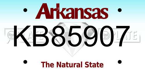 KB85907 Arkansas License Plate