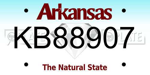 KB88907 Arkansas License Plate