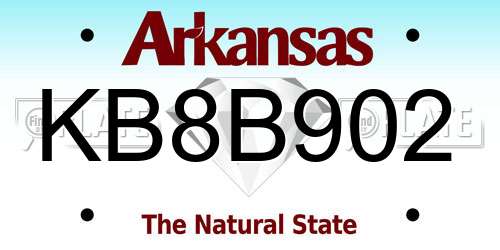 KB8B902 Arkansas License Plate