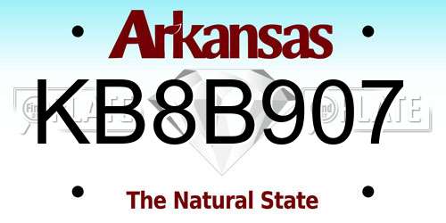 KB8B907 Arkansas License Plate