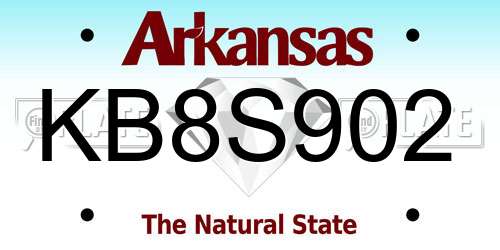 KB8S902 Arkansas License Plate