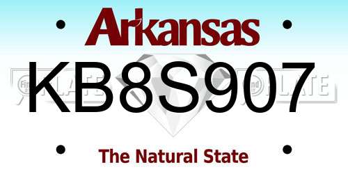 KB8S907 Arkansas License Plate