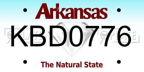 KBD0776 Arkansas License Plate