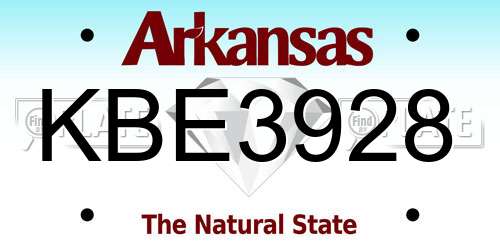 KBE3928 Arkansas License Plate