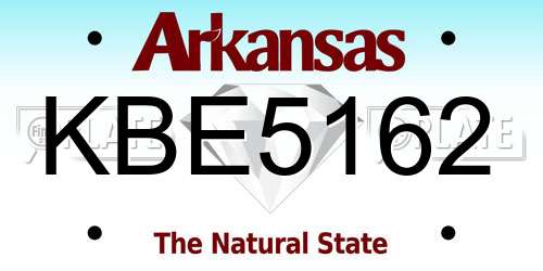 KBE5162 Arkansas License Plate