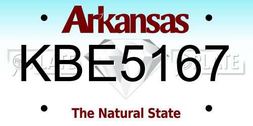 KBE5167 Arkansas License Plate