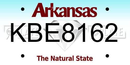 KBE8162 Arkansas License Plate