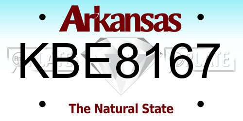 KBE8167 Arkansas License Plate