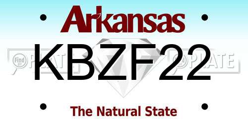 KBZF22 Arkansas License Plate