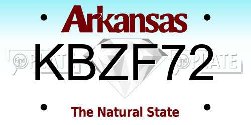 KBZF72 Arkansas License Plate