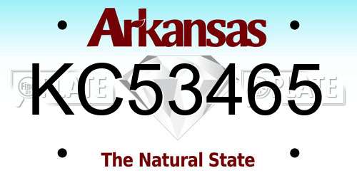 KC53465 Arkansas License Plate