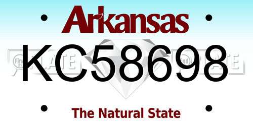 KC58698 Arkansas License Plate