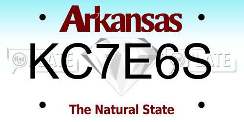 KC7E6S Arkansas License Plate