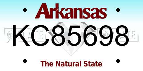 KC85698 Arkansas License Plate