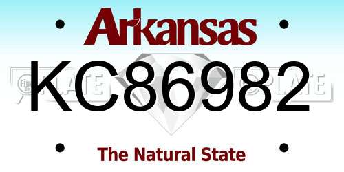 KC86982 Arkansas License Plate