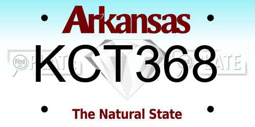 KCT368 Arkansas License Plate