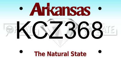 KCZ368 Arkansas License Plate