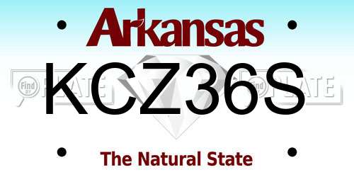 KCZ36S Arkansas License Plate