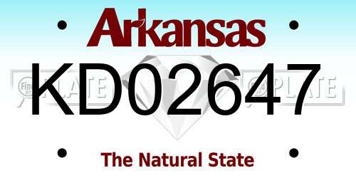 KD02647 Arkansas License Plate