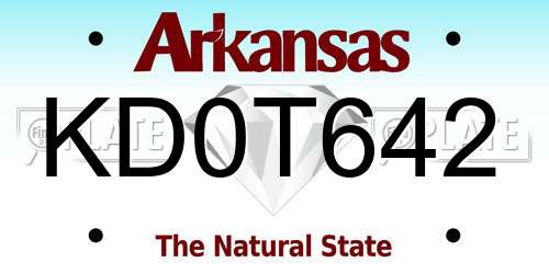 KD0T642 Arkansas License Plate